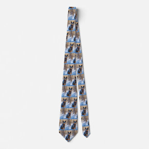 Australian Cattle Let It Snow Christmas Tie
