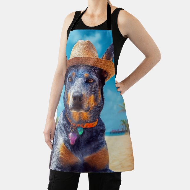 Australian Cattle on Beach,dog lovers summer gift Apron (Insitu)