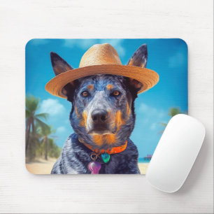 Australian Cattle on Beach,dog lovers summer gift Mouse Mat