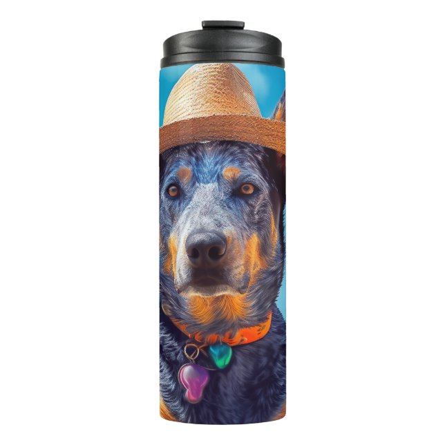 Australian Cattle on Beach,dog lovers summer gift Thermal Tumbler (Front)