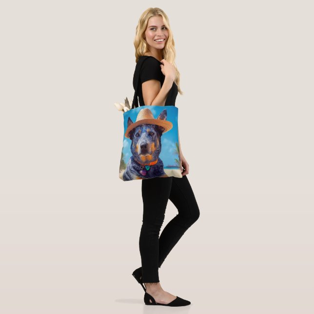 Australian Cattle on Beach,dog lovers summer gift Tote Bag (On Model)