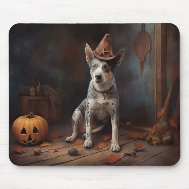 Australian Cattle Pumpkins Halloween Scary Mouse Mat (Front)