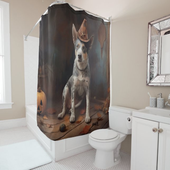Australian Cattle Pumpkins Halloween Scary Shower Curtain (In Situ)