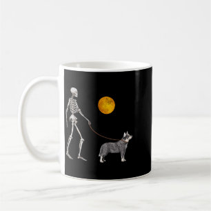 Australian Cattle Skeleton Dog Walking Halloween Coffee Mug