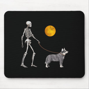 Australian Cattle Skeleton Dog Walking Halloween Mouse Mat