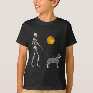 Australian Cattle Skeleton Dog Walking Halloween T-Shirt