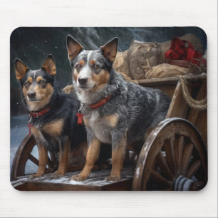 Australian Cattle Snowy Sleigh Christmas Decor Mouse Mat