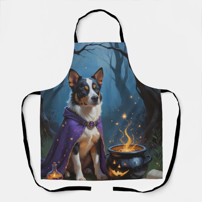 Australian Cattle Whimsical Halloween Painting Apron (Front)