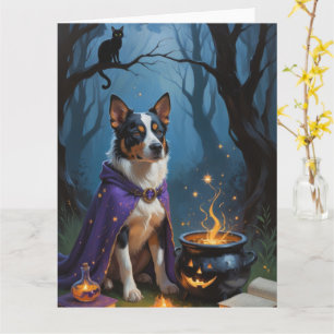 Australian Cattle Whimsical Halloween Painting Card