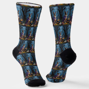 Australian Cattle Whimsical Halloween Painting Socks