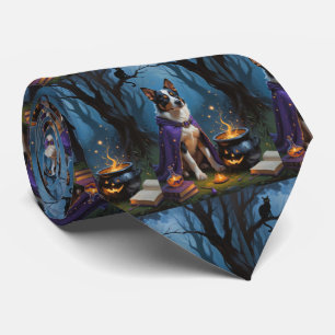 Australian Cattle Whimsical Halloween Painting Tie