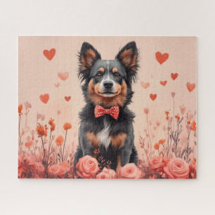 Australian Cattle with Roses - Valentine's Day Jigsaw Puzzle