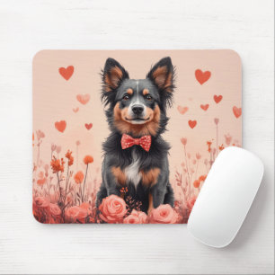 Australian Cattle with Roses - Valentine's Day Mouse Mat