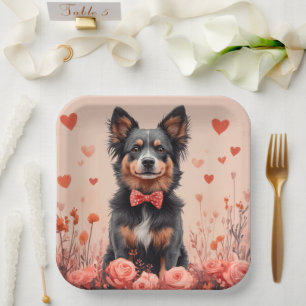 Australian Cattle with Roses - Valentine's Day Paper Plate