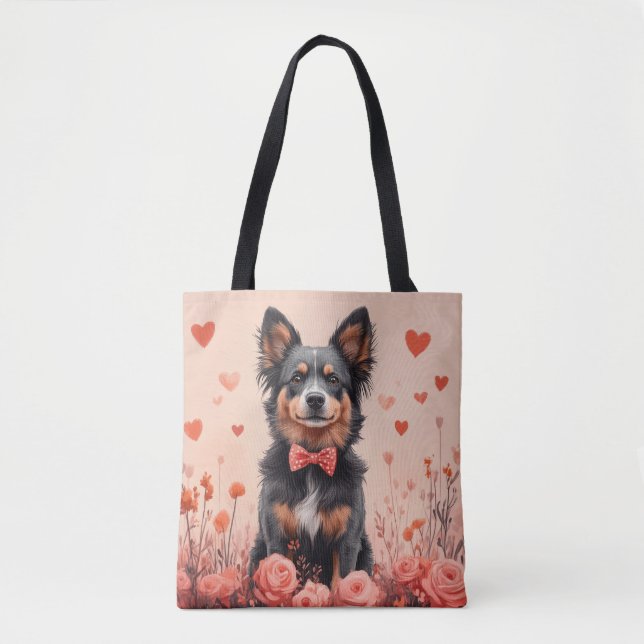 Australian Cattle with Roses - Valentine's Day Tote Bag (Front)
