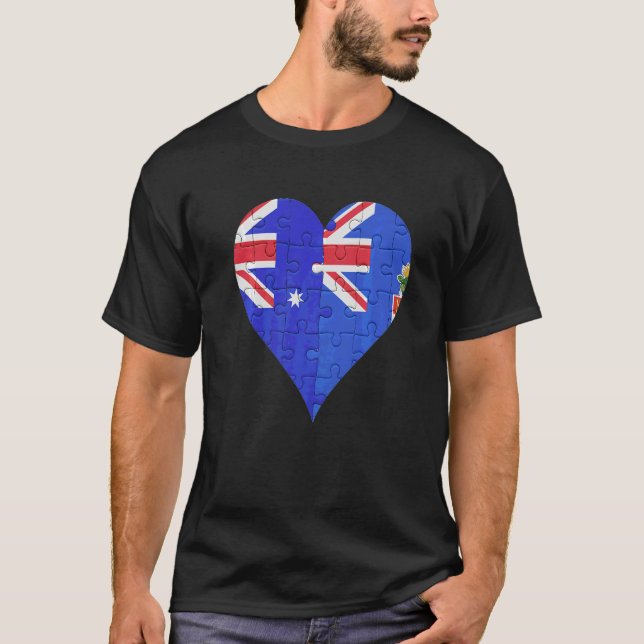 Australian Caymanian Flag Heart T-Shirt (Front)