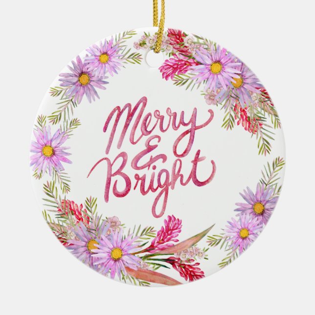 Australian Christmas Botanicals Ceramic Tree Decoration (Front)