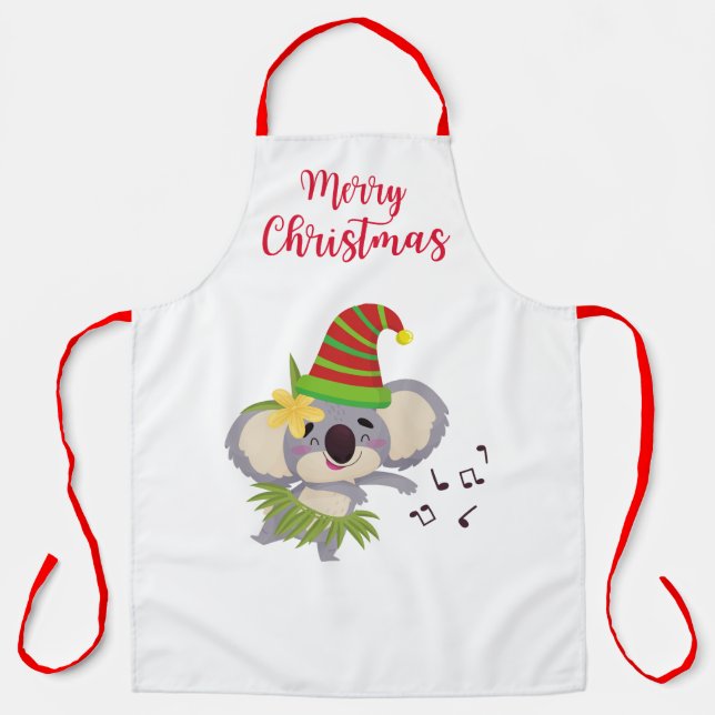 Australian Christmas Cute Dancing Koala Design Apron (Front)
