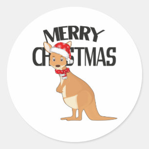 Australian Christmas Cute Kangaroo Classic Round Sticker