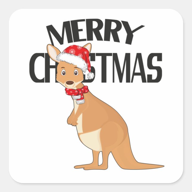 Australian Christmas Cute Kangaroo Square Sticker (Front)