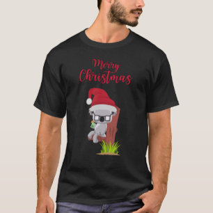 Australian Christmas Cute Koala Drinking Design T-Shirt