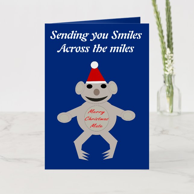 Australian Christmas Koala Bear Custom Foil Greeting Card (Flower)