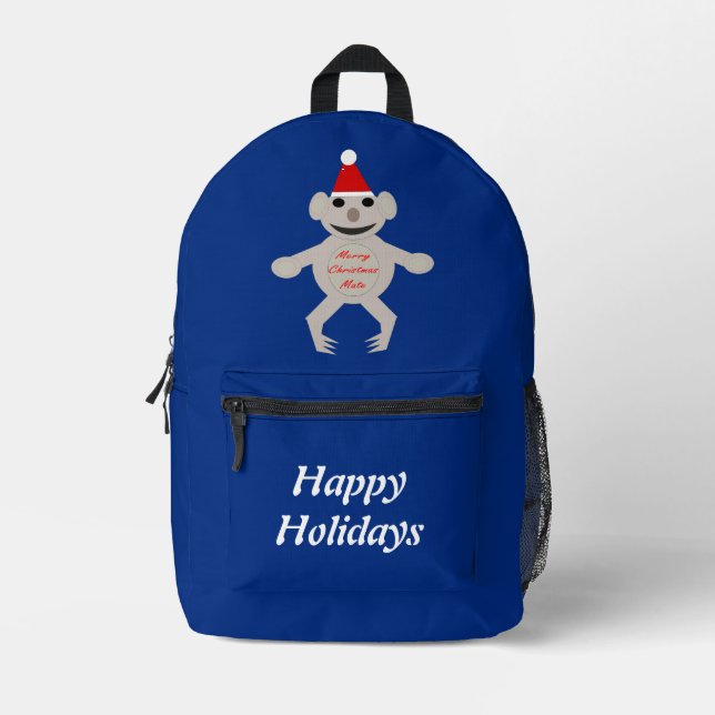 Australian Christmas Koala Bear Custom Printed Backpack (Front)