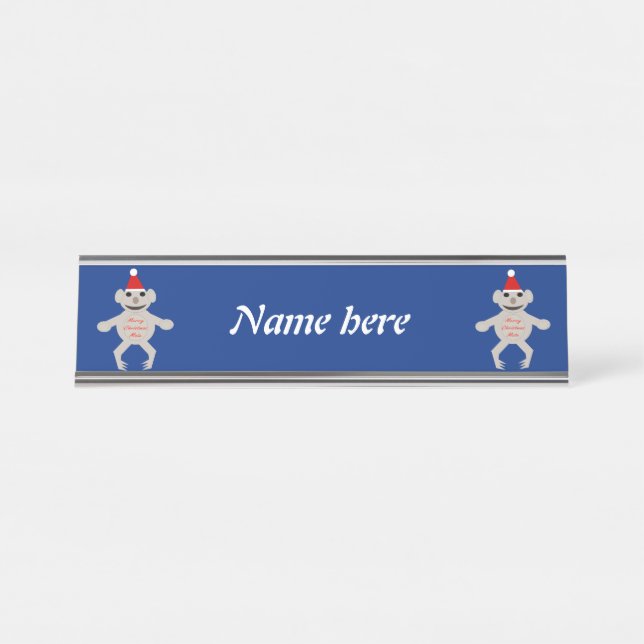 Australian Christmas Koala Bear Personalised Desk Name Plate (Front)