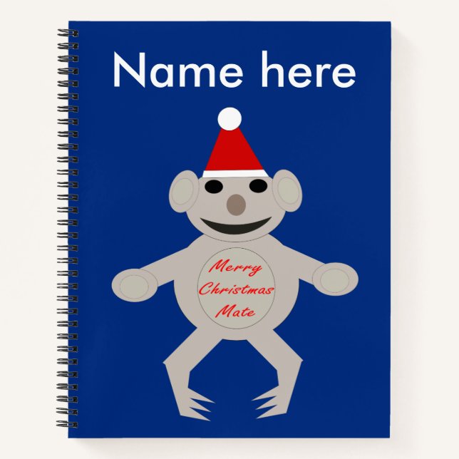 Australian Christmas Koala Bear Spiral Notebook (Front)