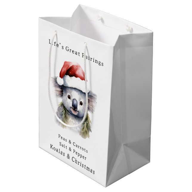 Australian Christmas Koala  Medium Gift Bag (Back Angled)