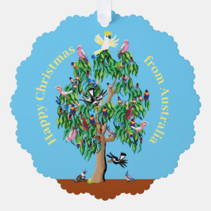 Australian christmas tree with birds decoration card