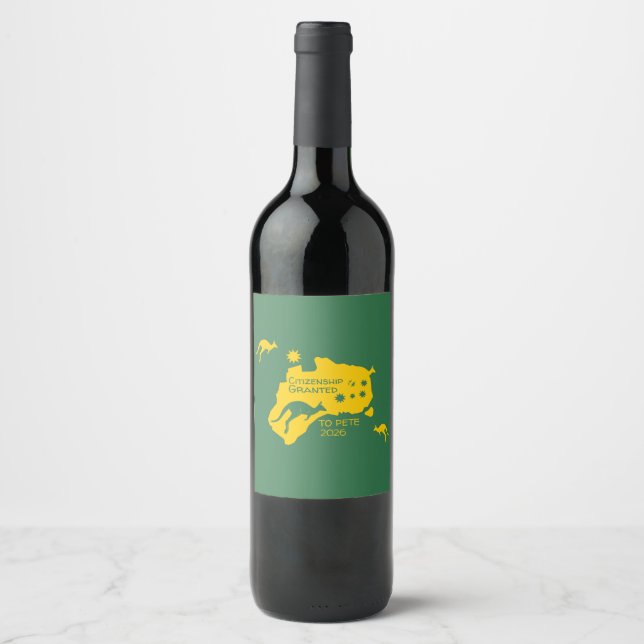 Australian Citizenship Gift | Aussie Citizenship   Wine Label (Front)