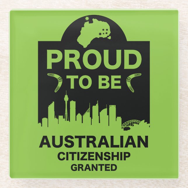 Australian Citizenship Gift Glass Coaster (Front)