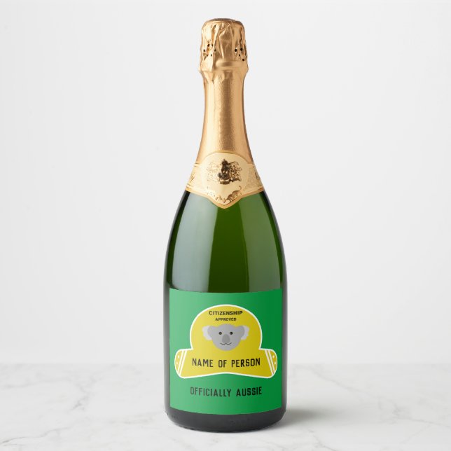 Australian Citizenship Party Congratulations Gift  Sparkling Wine Label (Front)