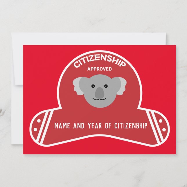 Australian Citizenship Party Congratulations Gift  Thank You Card (Front)