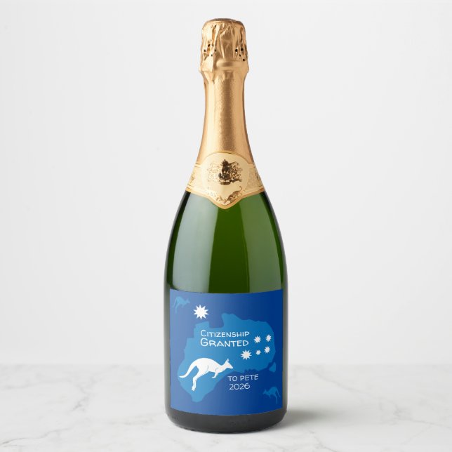 Australian Citizenship Party Gifts Sparkling Wine Label (Front)