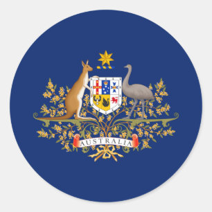 Australian Coat of Arms, Australia Classic Round Sticker