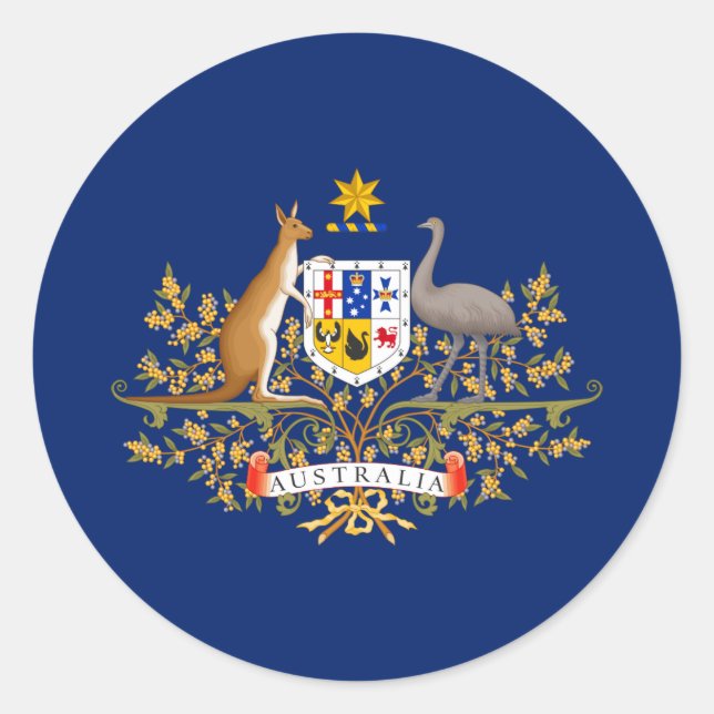 Australian Coat of Arms, Australia Classic Round Sticker (Front)