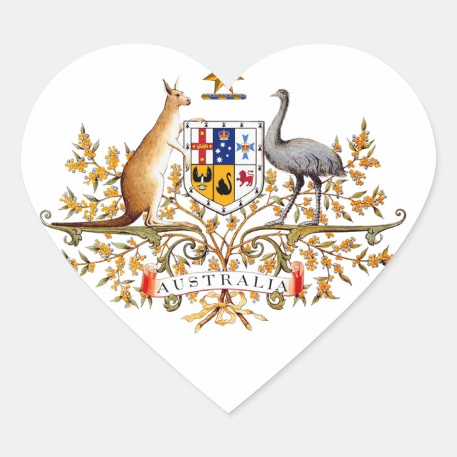 australian coat of arms heart sticker (Front)