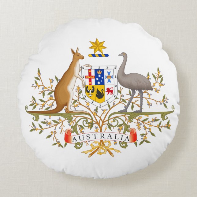 Australian Coat of Arms Round Cushion (Front)