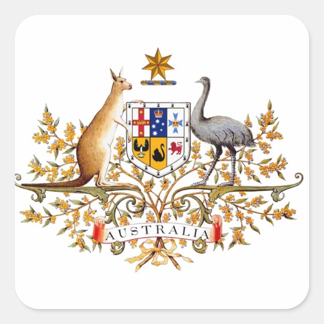 australian coat of arms square sticker (Front)