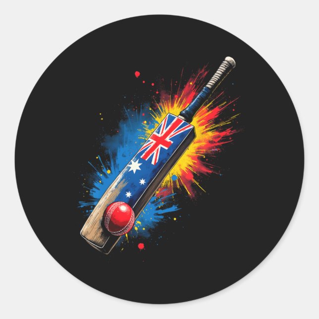 Australian Cricket T  Classic Round Sticker (Front)