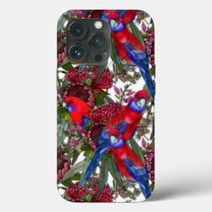 Australian Crimson Rosella and Wildflower Pattern  iPhone 13 Pro Case