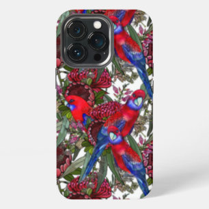 Australian Crimson Rosella and Wildflower Pattern iPhone 13 Pro Case
