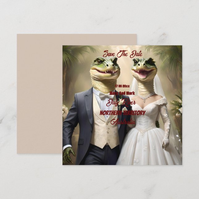 Australian Crocodile Wedding Save The Date, (Front/Back)