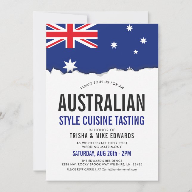 Australian Cuisine | Party Flag Invite (Front)