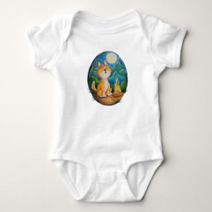 Australian Dingo howling on baby romper playsuit Bodysuit