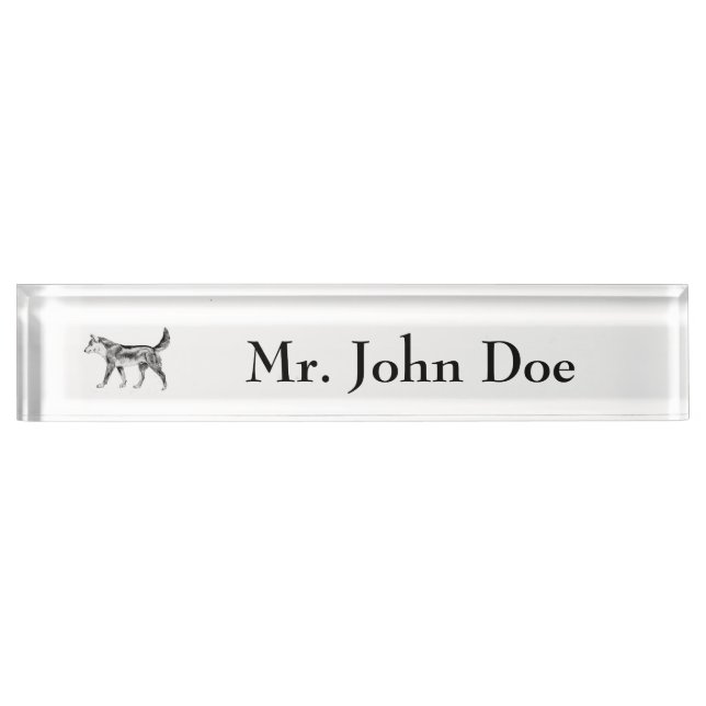Australian Dingo Vintage Drawing Illustration Nameplate (Front)