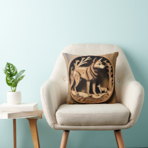Australian Dingo Wood Carving, Cushion