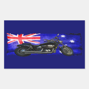 Australian Downunder Flag, Motorcycle Biker Design Rectangular Sticker